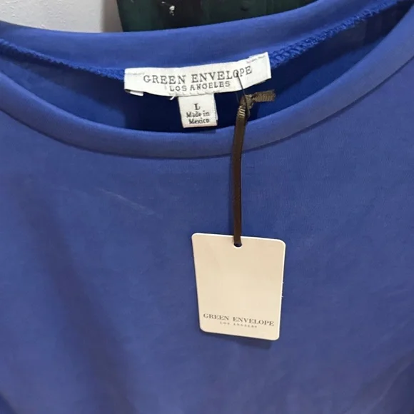 Green Envelope Women's Blue Ruffle Sleeve Top - Picture 2 of 3